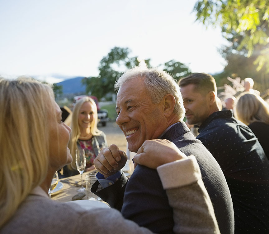 Social adult outdoor dinner party